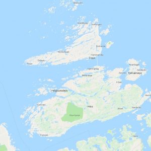 Det er tett mellom øyane. Dei er harde konkurrentar, men er òg gode vener. Foto: Googlemaps