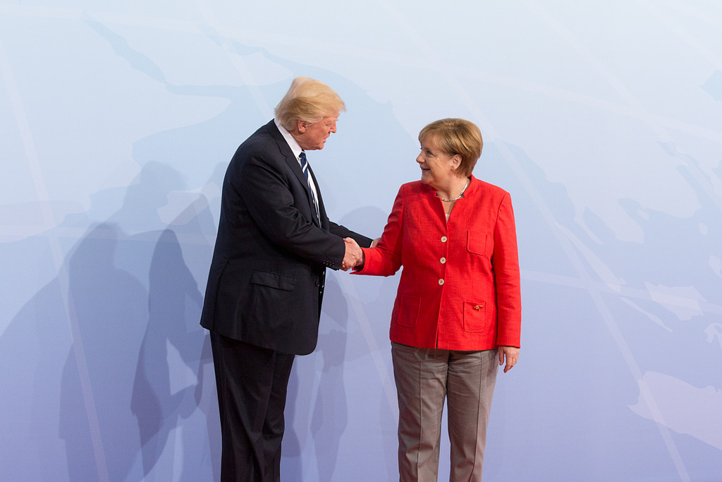 USAs president Donald Trump møter Tysklands kansler Angela Merkel under G20-toppmøtet i 2017. Foto: Shealah Craighead, Det kvite hus