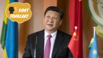 Xi Jinping ved kinesiske og Rwandiske flagg