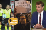 Kollasj av Stéphanie Frappart, demonstrant i Kina og Ola Borten Moe.