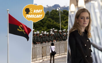 Angola sitt flagg, demonstrasjonar og Emilie enger Mehl