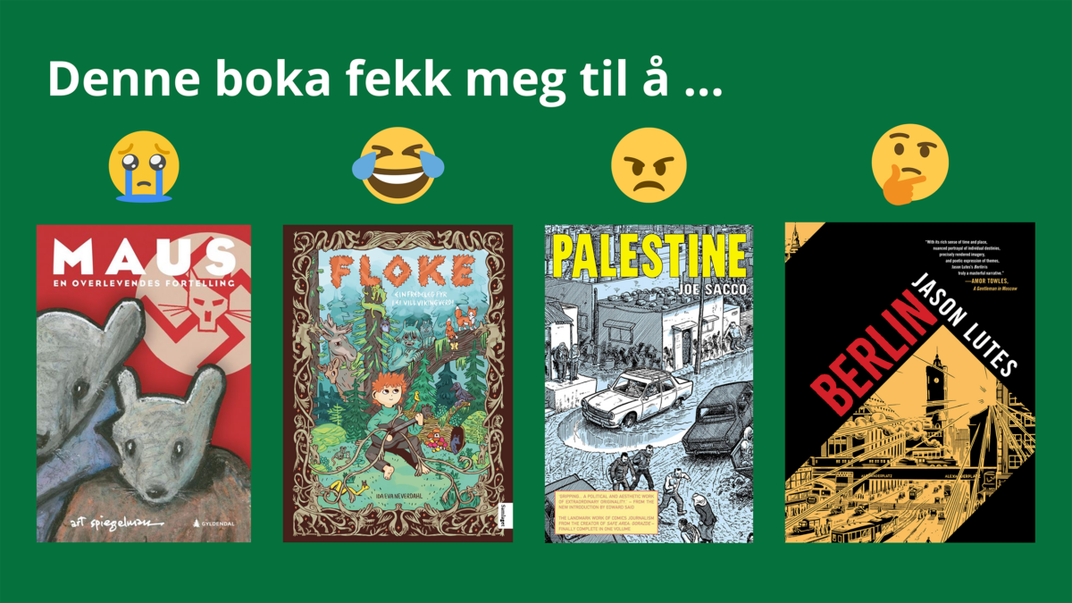 Teikneseriar kan setja kjennslene til Andreas Iversen i sving. Maus av Art Spiegelman fekk han til å gråta. Floke-serien av Ida Eva Neverdahl fekk han til å le. Iversen blei sint då han las Palestine av Joe Sacco. Berlin av Jason Lutes fekk han til å tenkja.