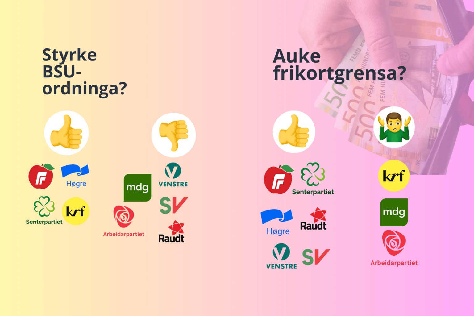 Partiprogram Frp Kva meiner partia om frikortgrensa og BSU?